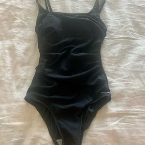 Reebok Swimsuit, Black, Size 8, ruched sides